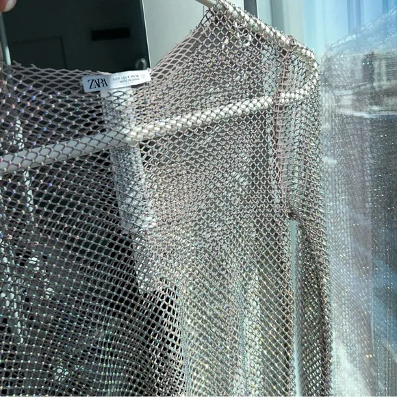 Zara Rhinestone Mesh Top NWT - Picture 9 of 9